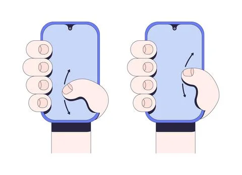 Swipe gesture with thumb on blank phone instruction graphic Stock Illustration