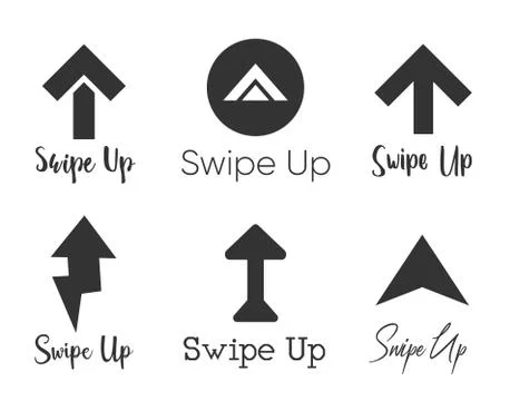 Swipe up icon set isolated on background for stories design, scroll pictogram. A Stock Illustration