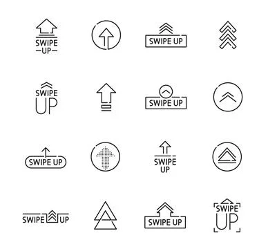 Swipe up icons, arrow buttons to scroll and drag Stock Illustration