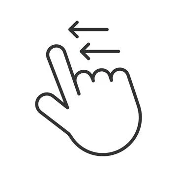 Swipe left gesture, multi-finger touch screen interaction icon in line design Illustrazione stock