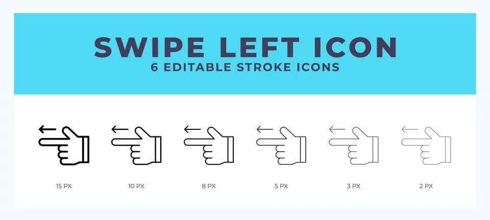 Swipe left icon with editable stroke. Outline icon vector illustration. Illustrazione stock