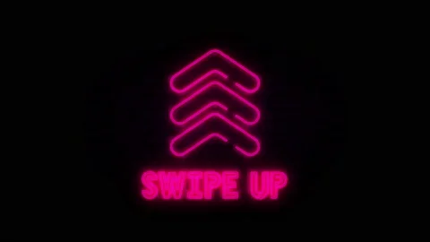 Swipe up neon icon. Scroll arrow up drag button up social media interface action 스톡 동영상 156988187