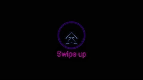 Swipe up neon icon. Scroll arrow up drag button up social media interface action 스톡 동영상 166868290