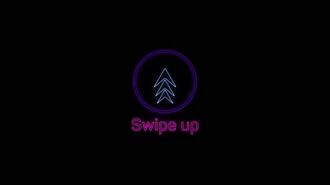 Swipe up neon icon. Scroll arrow up drag button up social media interface action 스톡 동영상 166868523