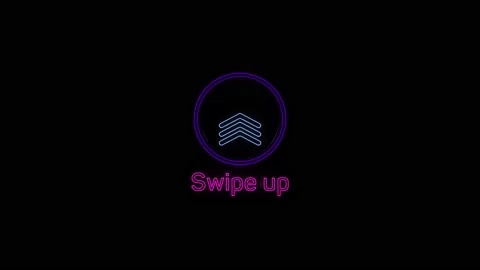 Swipe up neon icon. Scroll arrow up drag button up social media interface action 스톡 동영상 166868568