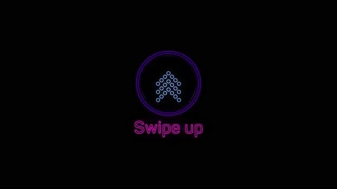 Swipe up neon icon. Scroll arrow up drag button up social media interface action 스톡 동영상 166868823
