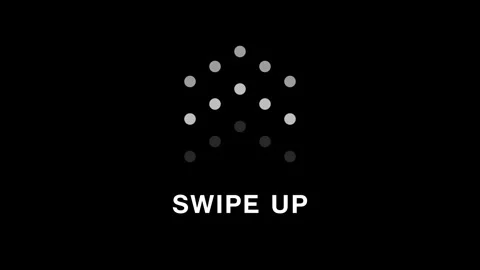 Swipe up pointing solid arrow icon. Up direction animated arrow on black ba.. Stock Footage 308243818