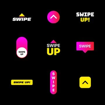 Swipe Up. Set of Swipe Icons. Digital Gradient Swipe Buttons For Stories Design Illustrazione stock