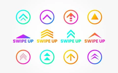 Swipe up set on white backdrop. Icons for social media or application. Colorful Stock-Illustration
