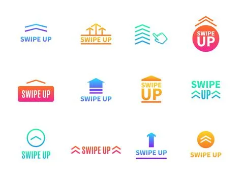 Swipe up. Social media interface buttons. Different arrows for mobile Stock Illustration