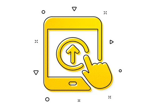 Swipe up tablet pc icon. Scrolling arrow sign. Landing page scroll. Vector Stock Illustration
