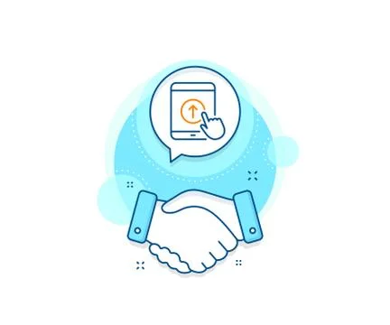 Swipe up tablet pc line icon. Scrolling arrow sign. Landing page scroll. Vector Stock Illustration
