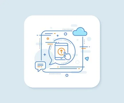 Swipe up tablet pc line icon. Scrolling arrow sign. Landing page scroll. Vector Stock Illustration