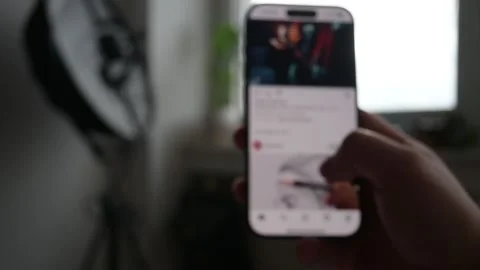 Swiping on the instagram app. blurred image. Stock Footage 258248744