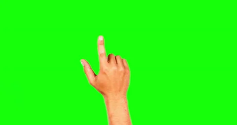 Swiping, invisible and an interactive hand on a green screen isolated on a Stock Footage 238400642