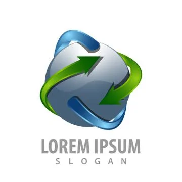 Swirl arrow sphere logo concept design. Symbol graphic template element vecto Illustrazione stock