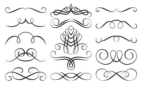 Swirl black line pattern swash divider text scroll Stock Illustration