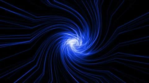 Swirl blue fibre optic cable rays light,tunnel hole in space,lines probe in spa Stock Footage 8906404