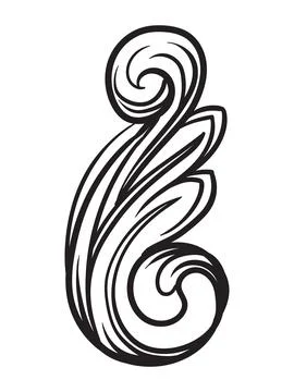 Swirl design element hand drawing ornament vector illustration Stock Illustration