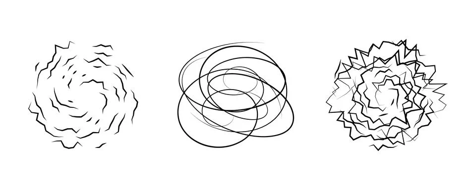 Swirl design elements. Abstract curve cartoon graphic design. Set of twist ci 스톡 일러스트