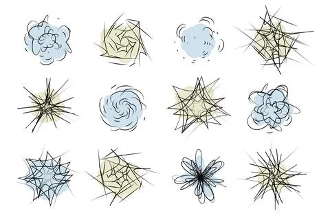 Swirl design elements. Abstract curve cartoon graphic design. Set of twist ci Stock Illustration