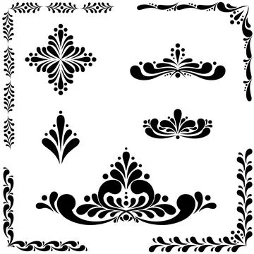 Swirl design elements and frame elements for logo template Stock Illustration