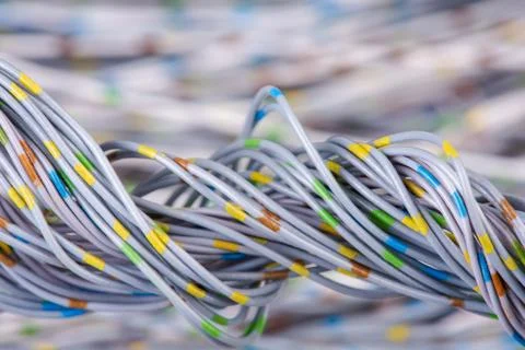 Swirl of electrical computer cable Foto stock