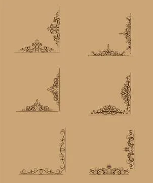 Swirl floral design set Stock Illustration