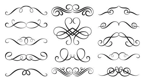 Swirl flourish border text divider line delimiter Stock Illustration