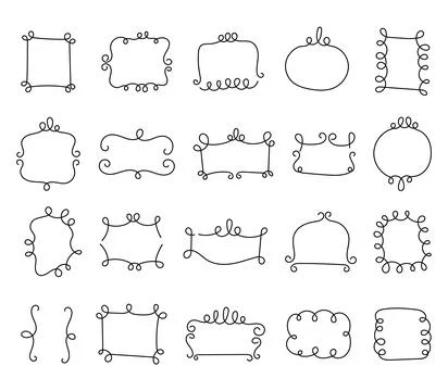 Swirl frame doodle set Stock Illustration