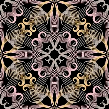 Swirl lines seamless pattern. Vector colorful ornamental background. Ethnic s Illustrazione stock