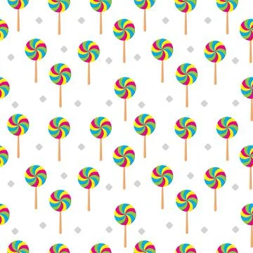 Swirl lollipop seamless pattern on white color background. Colorful vector .. Stock Illustration