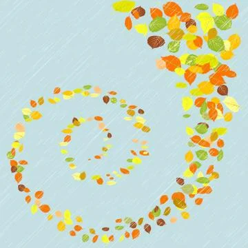 Swirl of maple leaves in the rain Stock Illustration