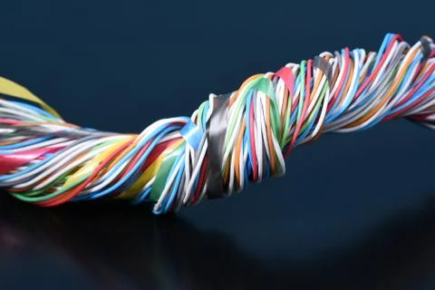 Swirl of multicolored electrical cable Stock-Fotos