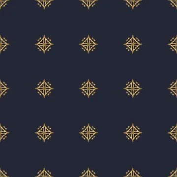 Swirl pattern. Seamless gold and navy blue ornament. 3D effect Stock Illustration