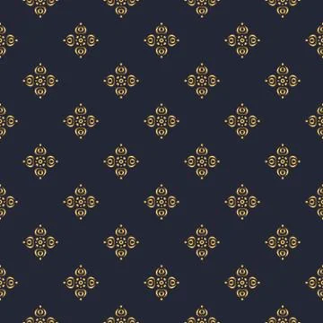 Swirl pattern. Seamless gold and navy blue ornament. 3D effect Illustrazione stock