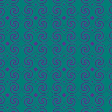 Swirl pattern with square in blue color on green background for fabric, orn.. Stock Illustration