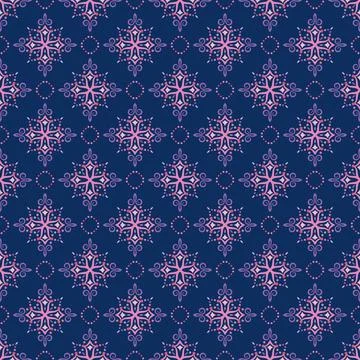 Swirl Pattern Vector. Blue and pink background with purple abstract flowers Stock Illustration