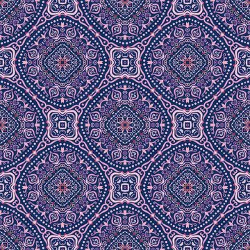 Swirl Pattern Vector. Blue and pink background with purple abstract flowers Stock Illustration