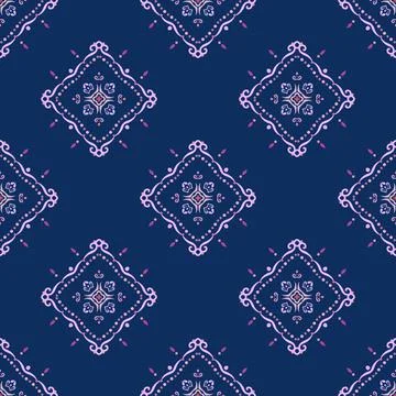 Swirl Pattern Vector. Blue and pink background with purple abstract flowers Illustrazione stock