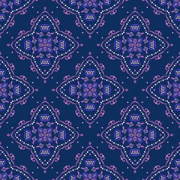 Swirl Pattern Vector. Blue and pink background with purple abstract flowers Illustrazione stock
