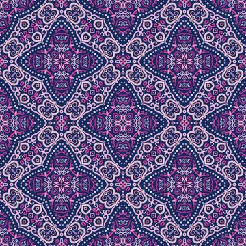Swirl Pattern Vector. Blue and pink background with purple abstract flowers Stockillustratie