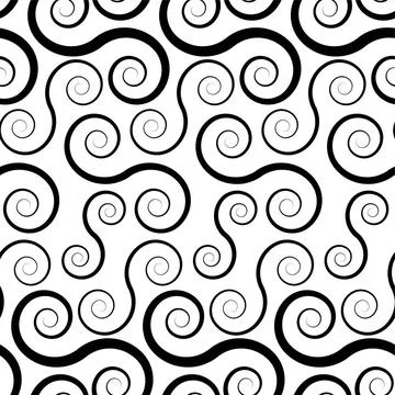 Swirl repeat Seamless repeating abstract swirling black and white backgrou... Stock Photos