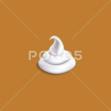 Swirl shaped whipped cream dollop with realistic creamy texture Stock Illustration