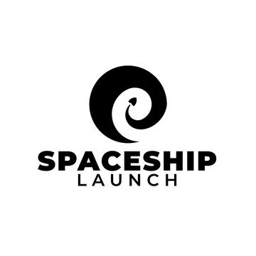 Swirl Spaceship Launch Logo design vector template Stock Illustration