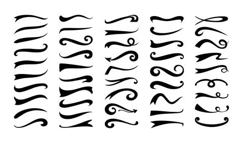 Swirl swoosh. Underline swash and black dividers. Curve calligraphic strokes Stock Illustration
