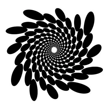 Swirl, vortex background. Rotating spiral. Circle, oval, point, ellipse, tech Stockillustratie