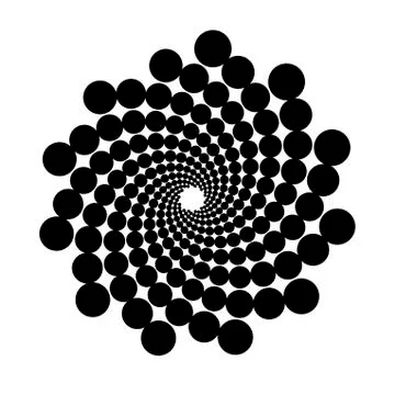 Swirl, vortex background. Rotating spiral. Circle, oval, point, ellipse, tech Illustrazione stock