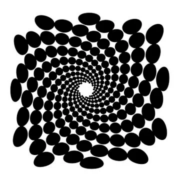 Swirl, vortex background. Rotating spiral. Circle, oval, point, ellipse, tech Stock Illustration