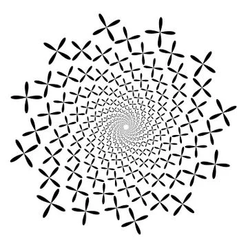 Swirl, vortex background. Rotating spiral. Pattern of a whirling of hearts. I Stock Illustration